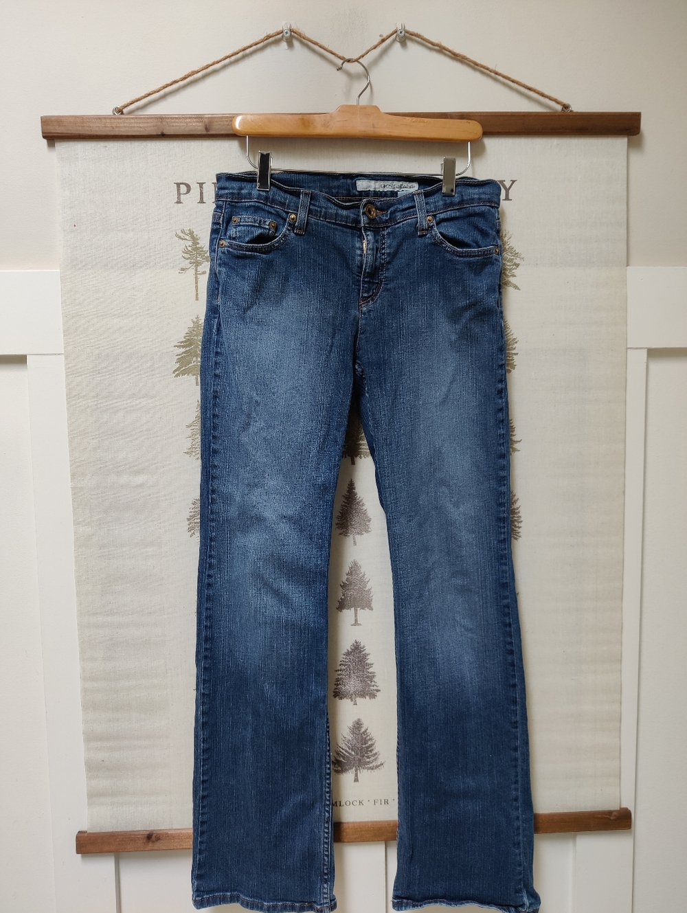 DKNY Jeans Ludlow Mid Rise Bootcut Jeans - Size 8R - Bronze Pocket Embroidery